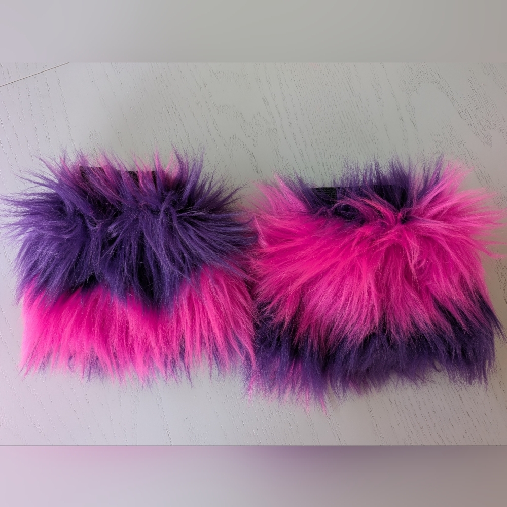 Fluffy Pink and Purple Kids Costume anklets (Cheshire Cat)